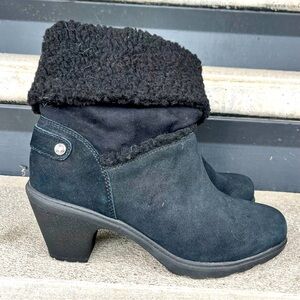 Anne Klein Sport Harvest black Faux suede and Fur Cold Weather Booties